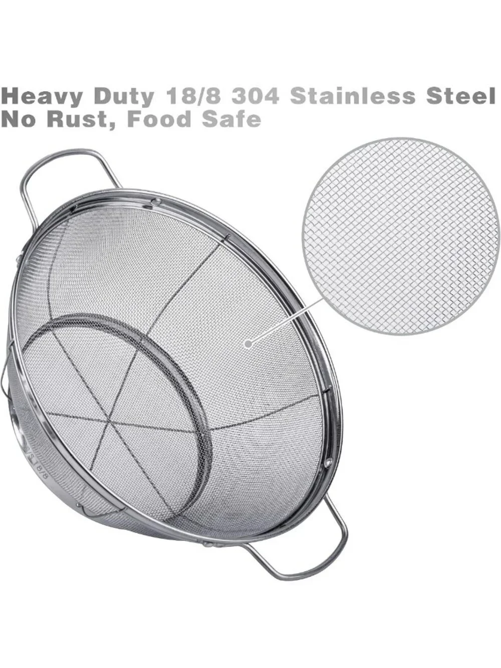 3-Pack Stainless Steel Colander Set - 5QT, 4QT & 3QT Mesh Strainers with Handles
